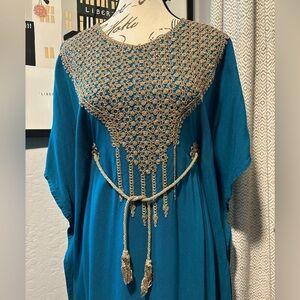 CAFTAN - Middle Eastern Style Teal and Bronze Kaftan